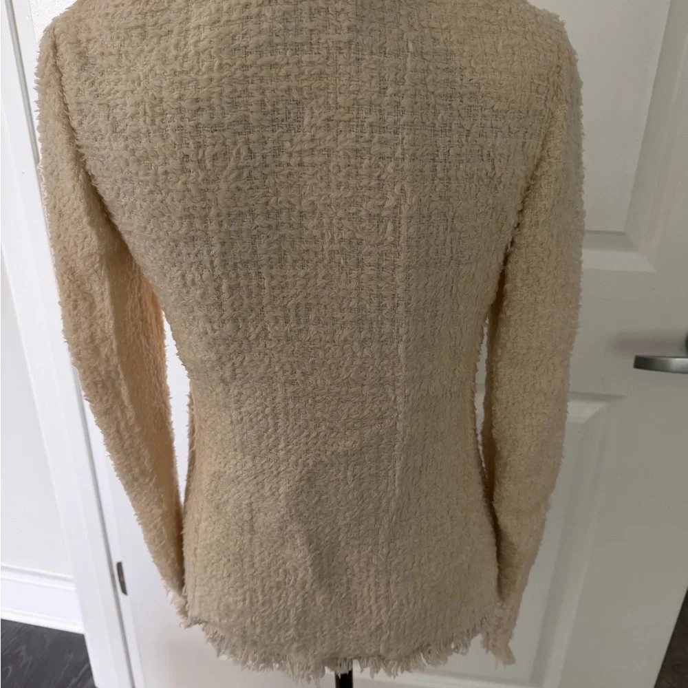 Purple Label Ralph Women's Cream Textured Open-Front Jacket made in Italy size 2
